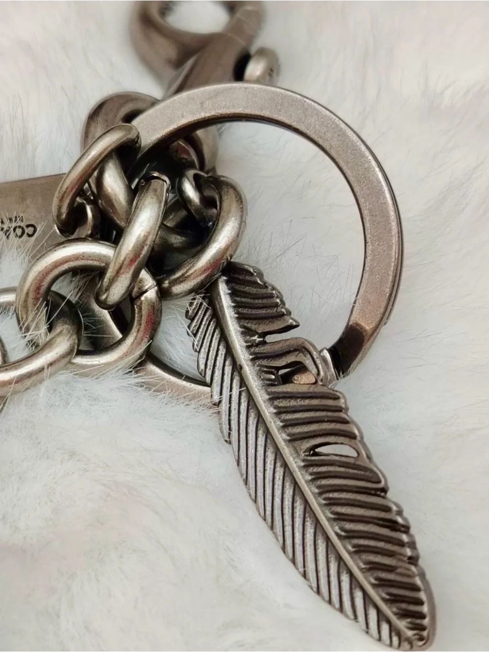 Coach Silver-Tone Steggy Stegosaurus & Feather Keyring/bag charm Like new